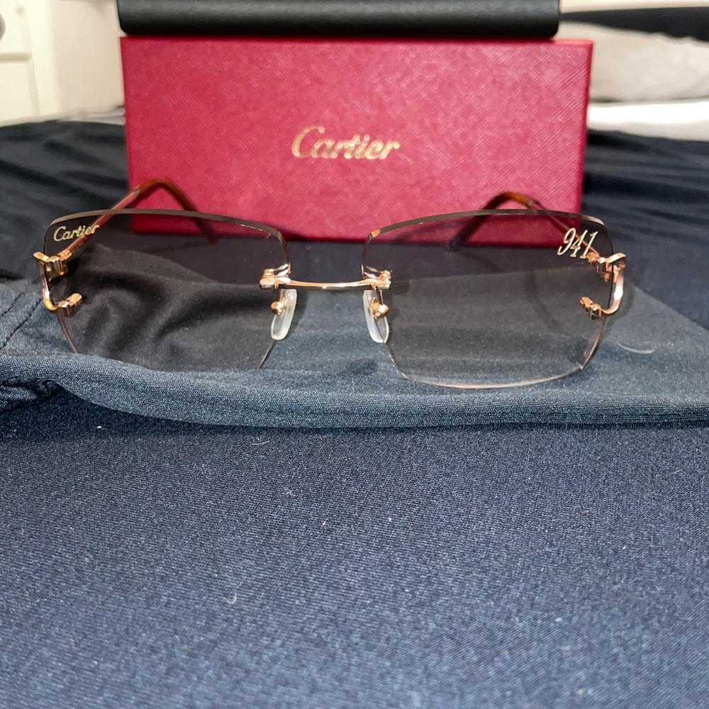Cartier rose gold big c sunglasses custom made by vintage Julz Hennessy tint